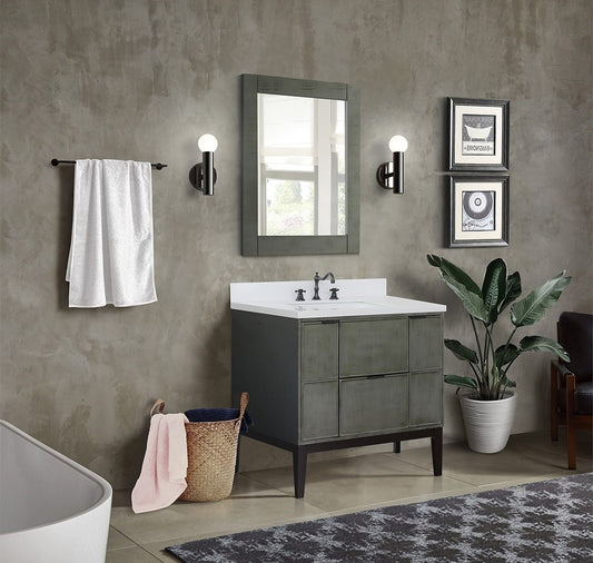 37" Scandinavian Gray, freestanding single sink vanity