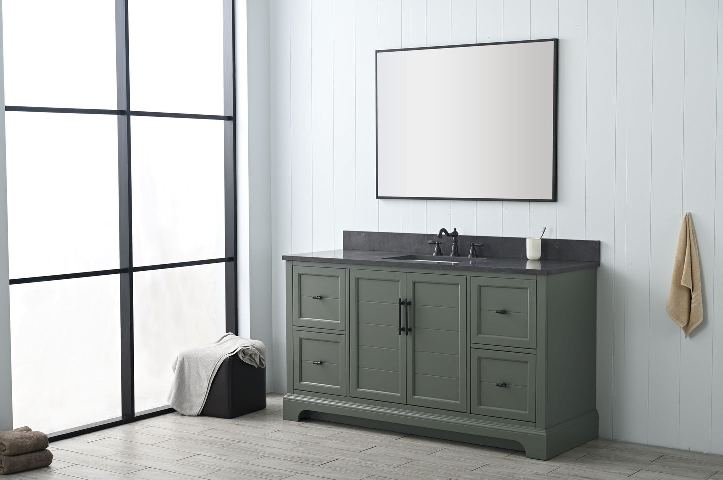 60" Modern Farmhouse, single sink vanity