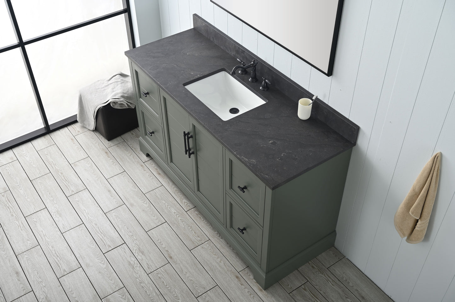60" Modern Farmhouse, single sink vanity