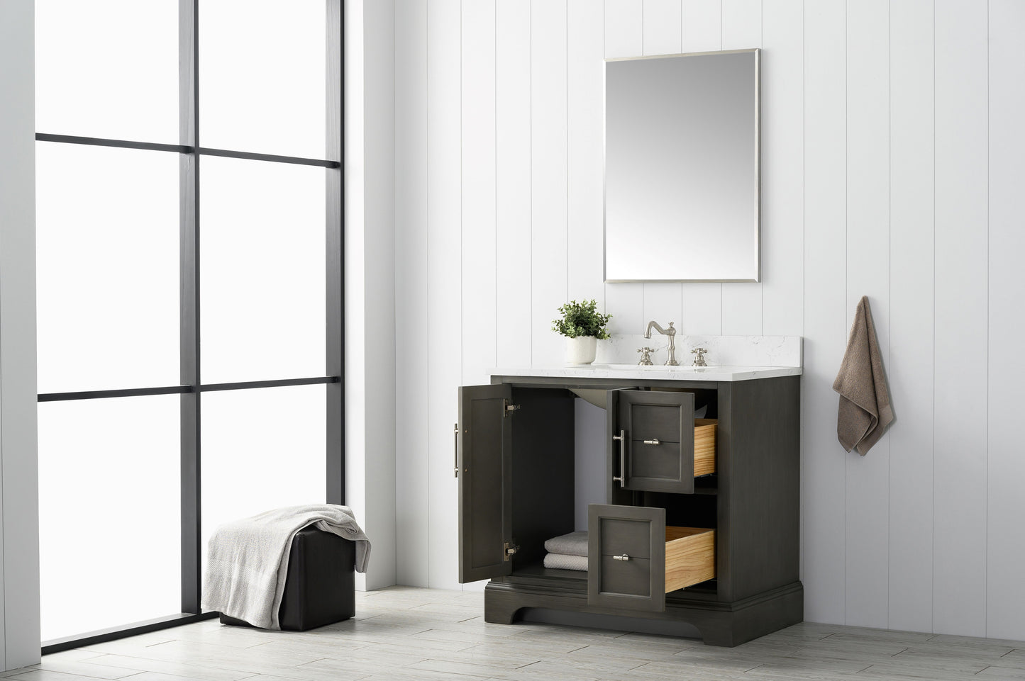 36" Modern Farmhouse, single sink vanity