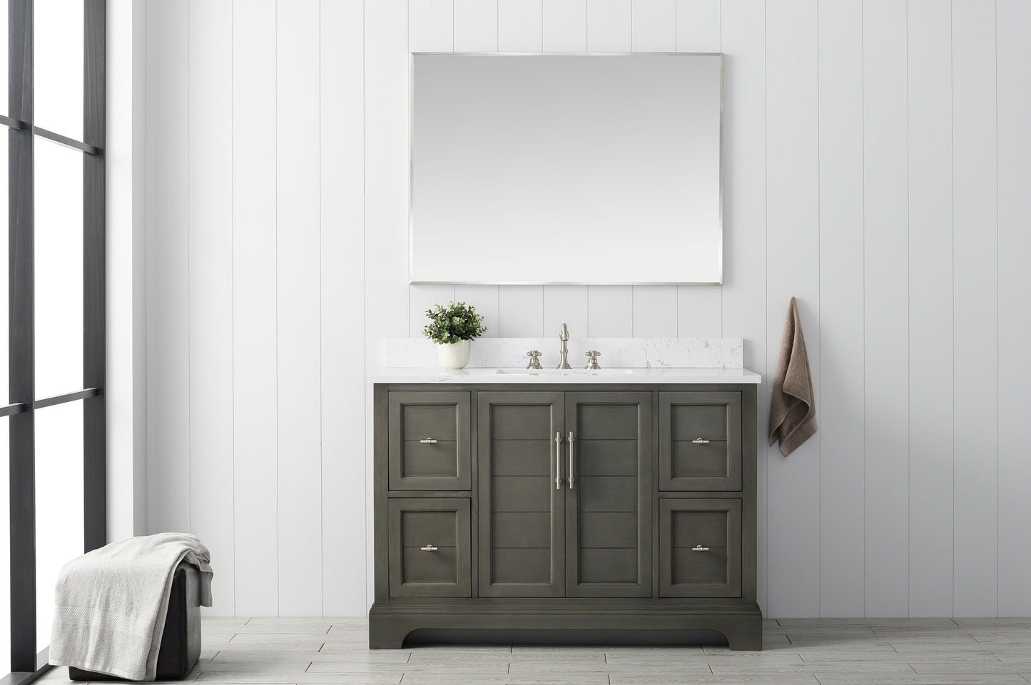 48" Modern Farmhouse, single sink vanity