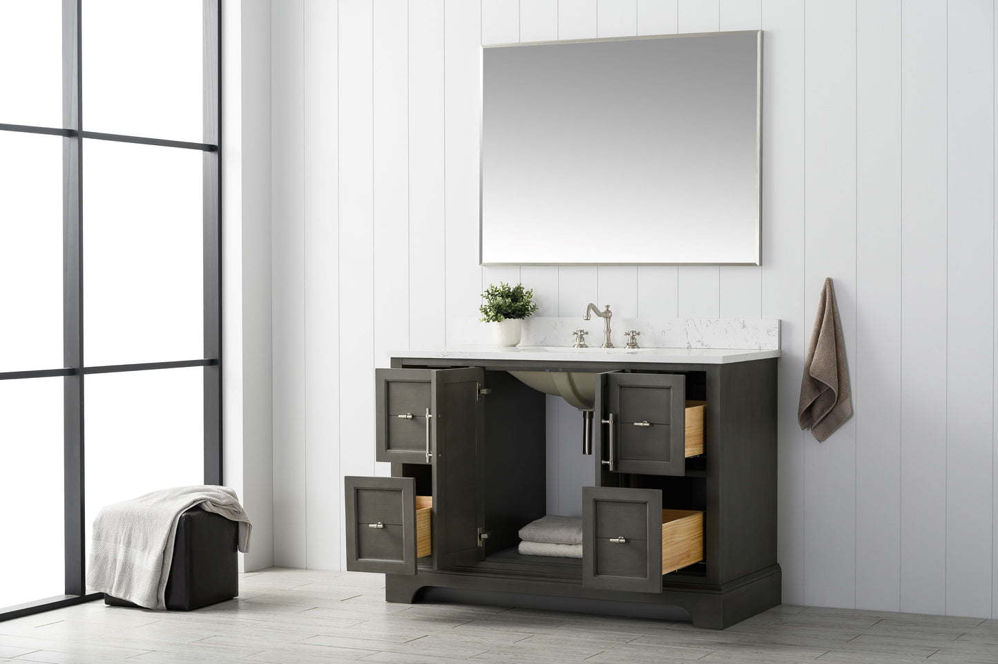 48" Modern Farmhouse, single sink vanity