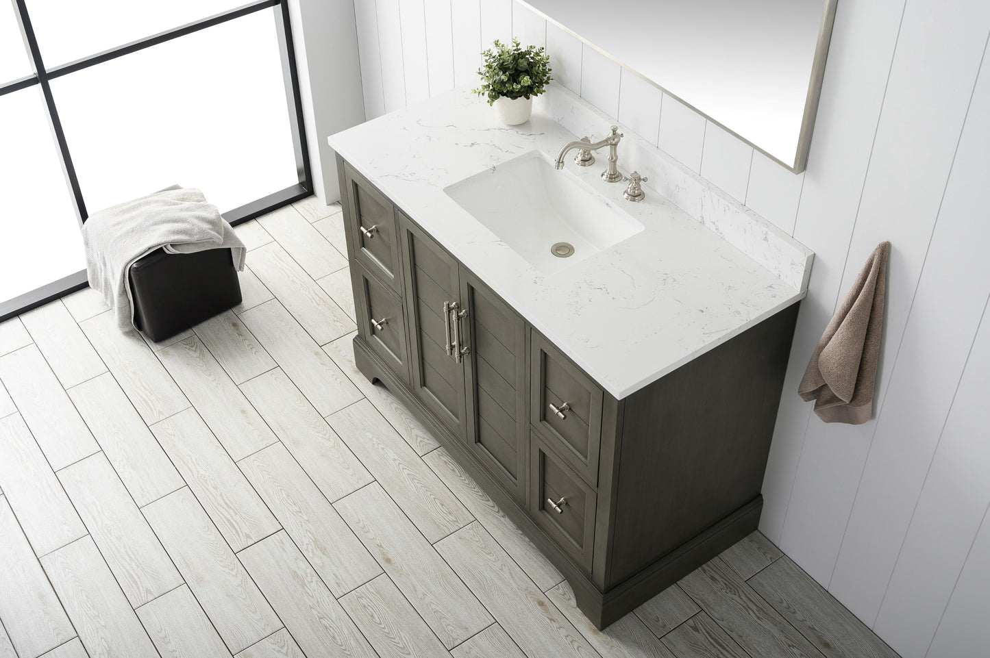 48" Modern Farmhouse, single sink vanity