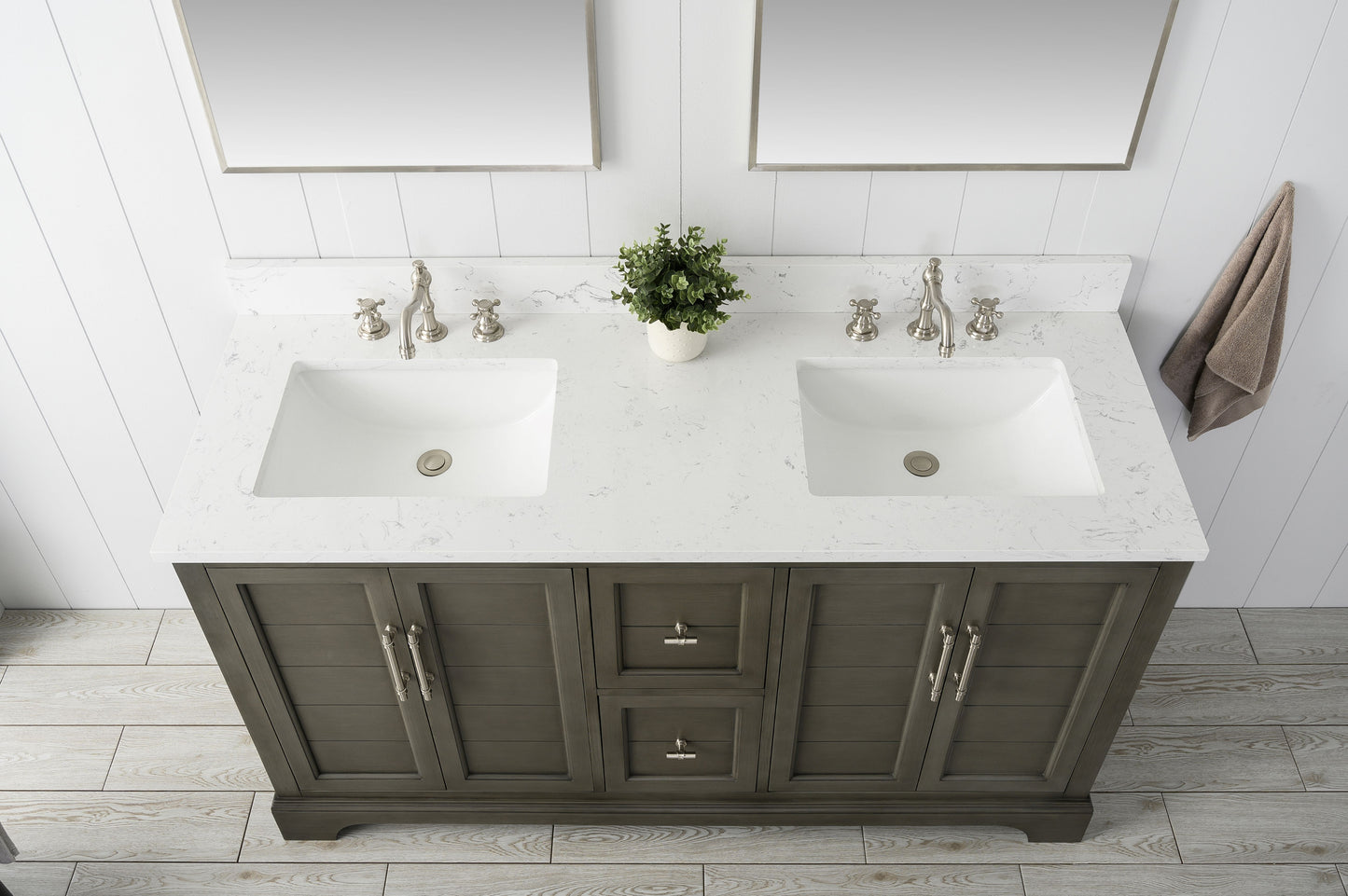 60" Modern Farmhouse, double sink vanity
