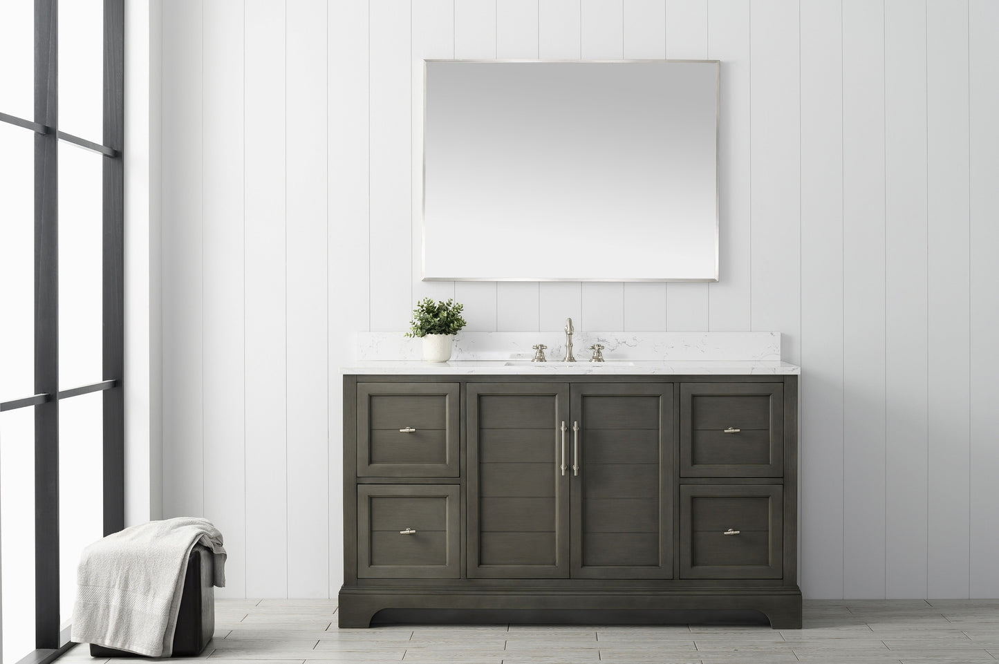 60" Modern Farmhouse, single sink vanity