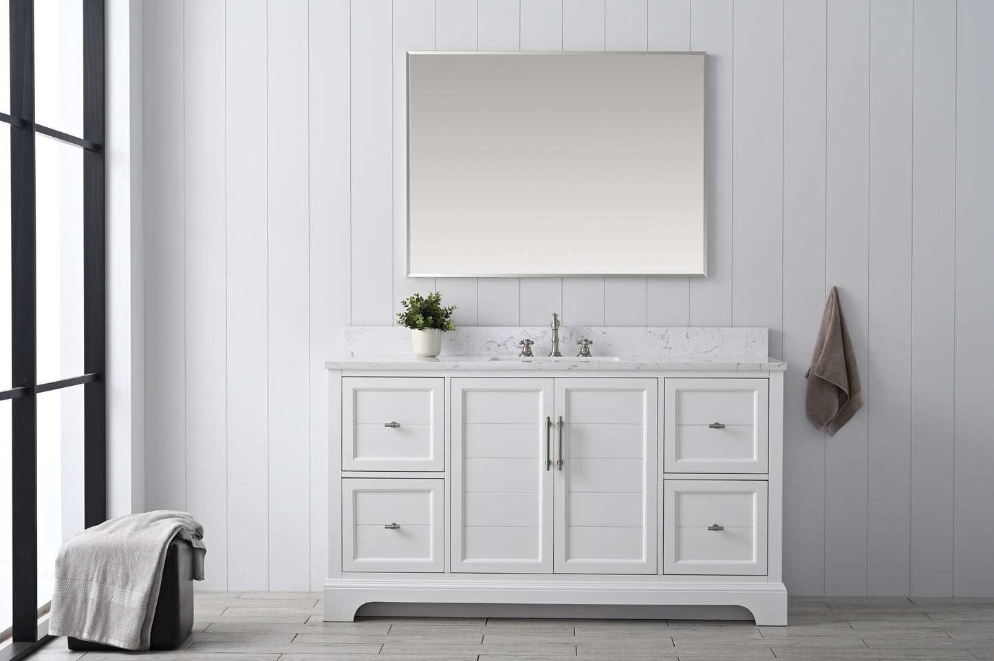 60" Modern Farmhouse, single sink vanity