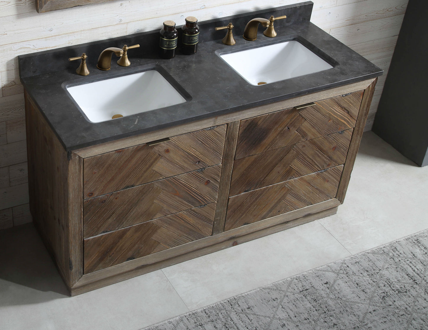 60" Brown Rustic Double Vanity