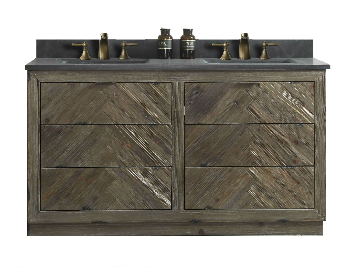 60" Brown Rustic Double Vanity