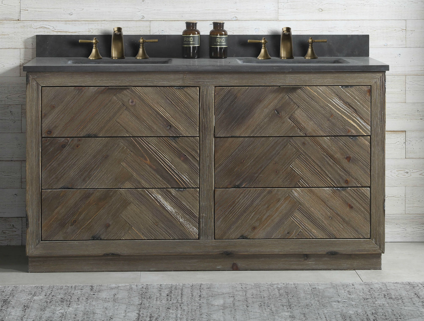 60" Brown Rustic Double Vanity