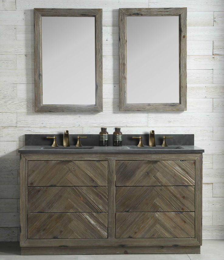 60" Brown Rustic Double Vanity