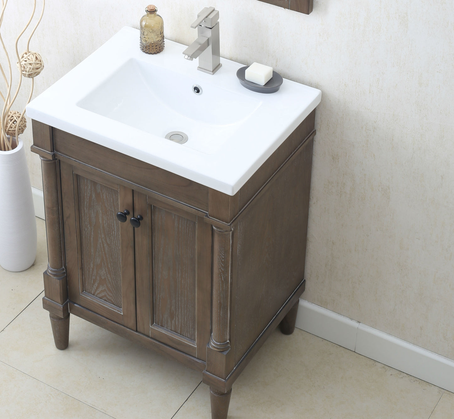 24" Weathered Gray Single Vanity