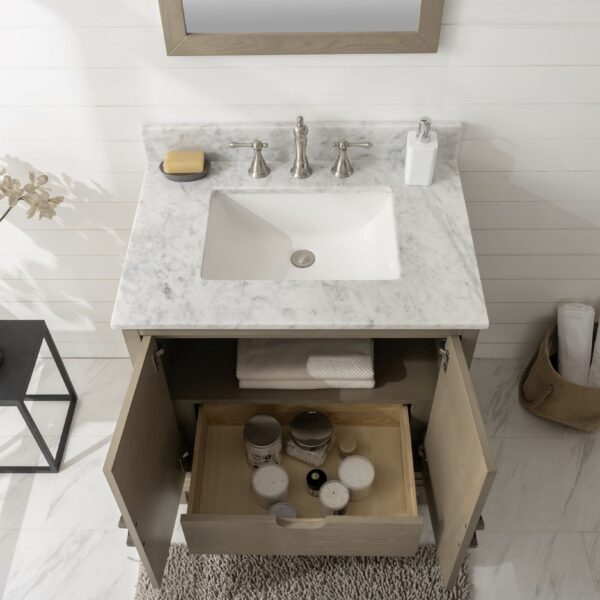 30" Antique Gray Oak Vanity with Stone Top - multiple options