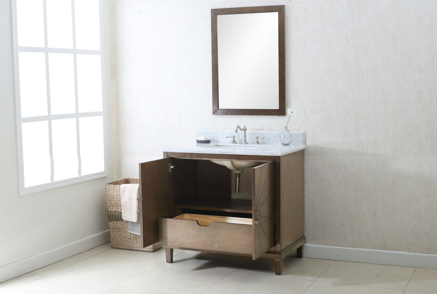 36" Antique Coffee Single Vanity Sink - multiple colors