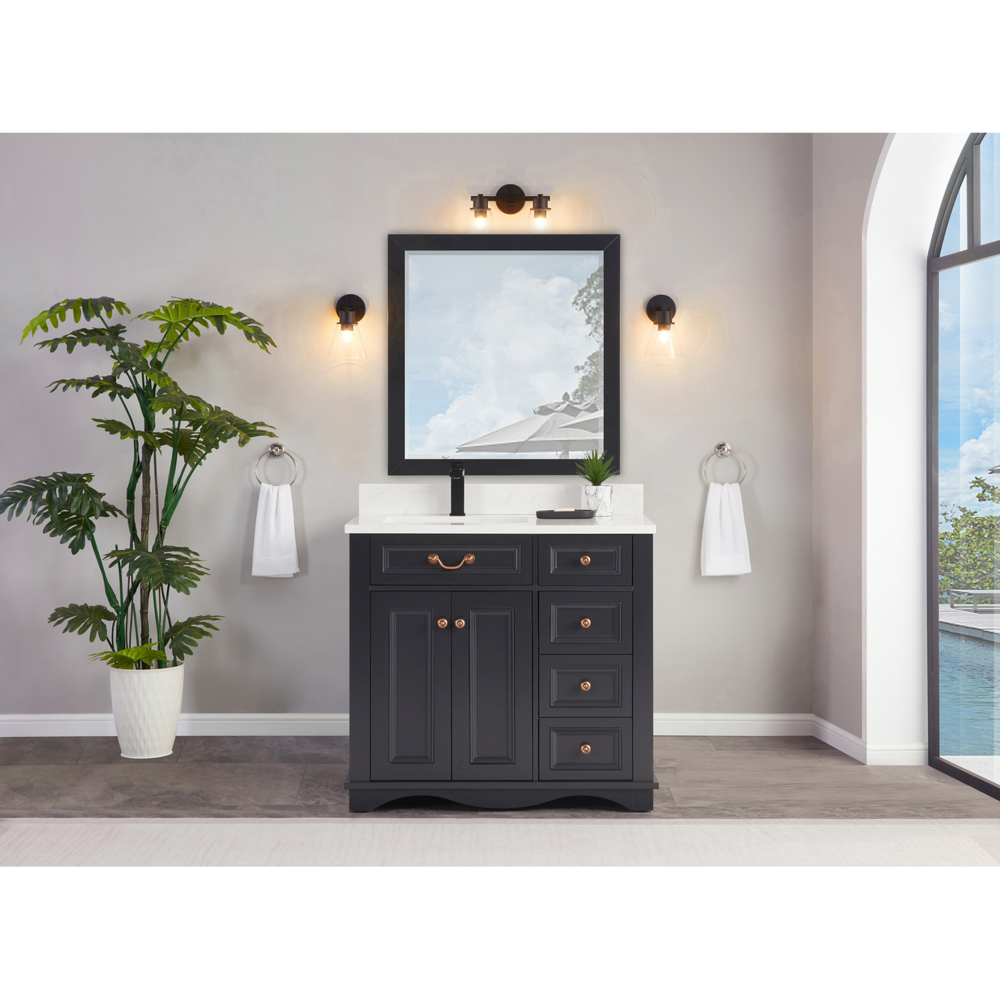 36" Scalloped Vanity, single sink