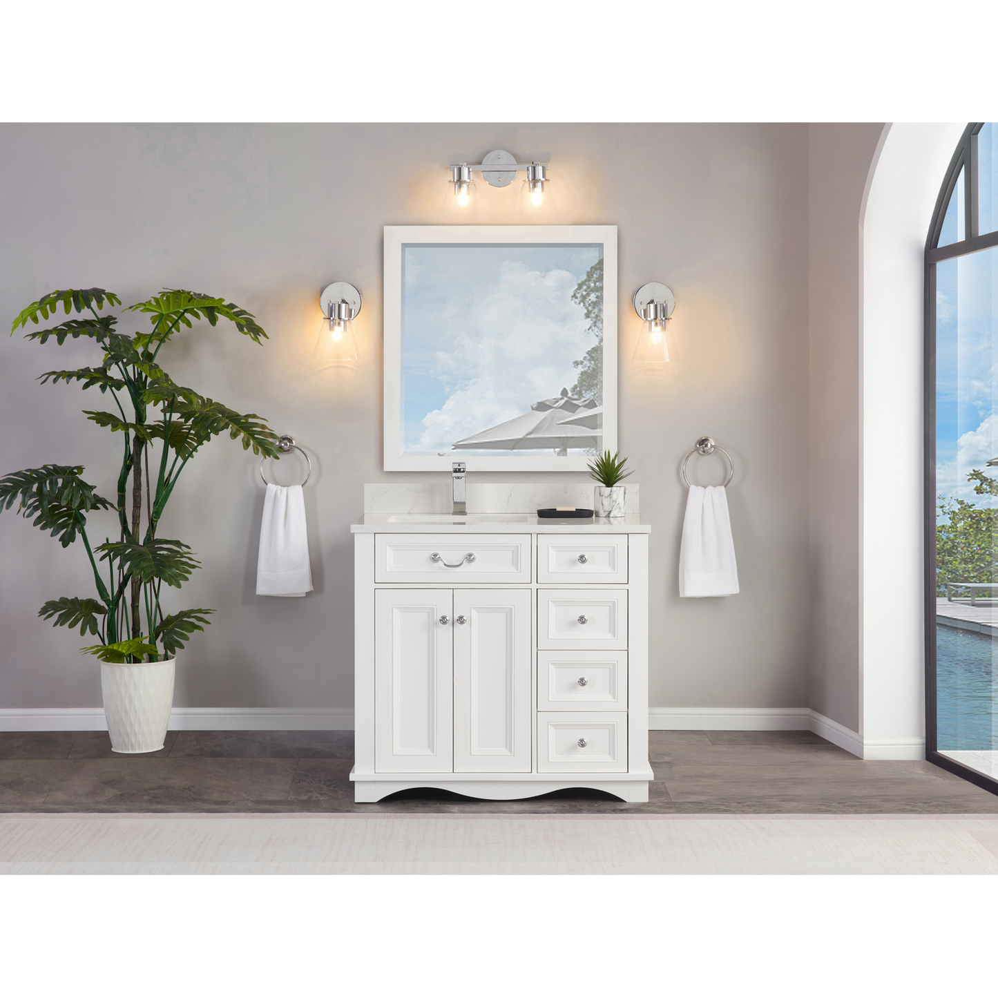 36" Scalloped Vanity, single sink