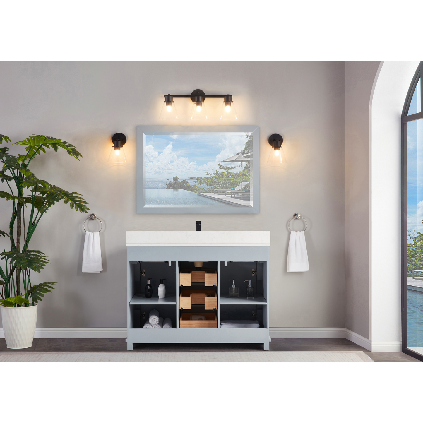 48" Scalloped Vanity, single sink