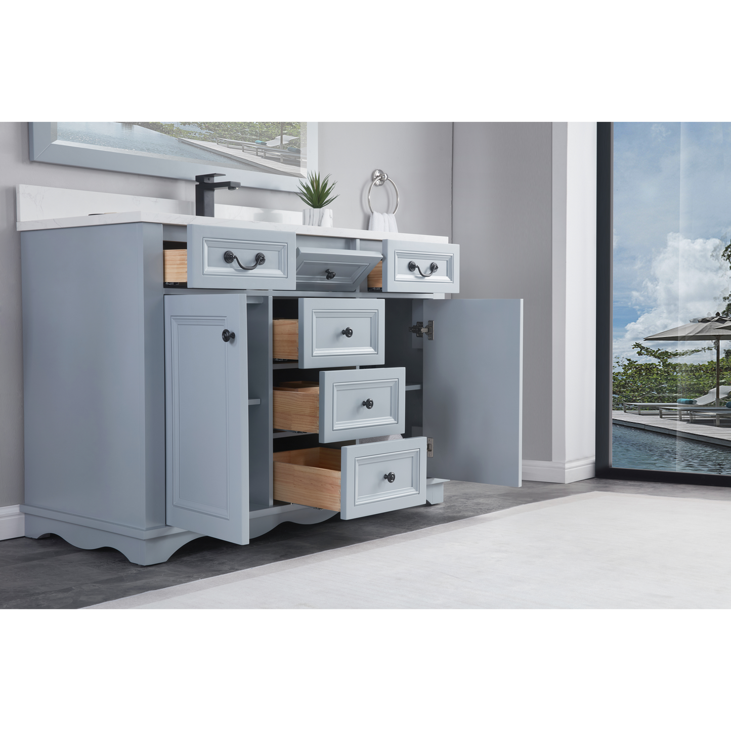 48" Scalloped Vanity, single sink