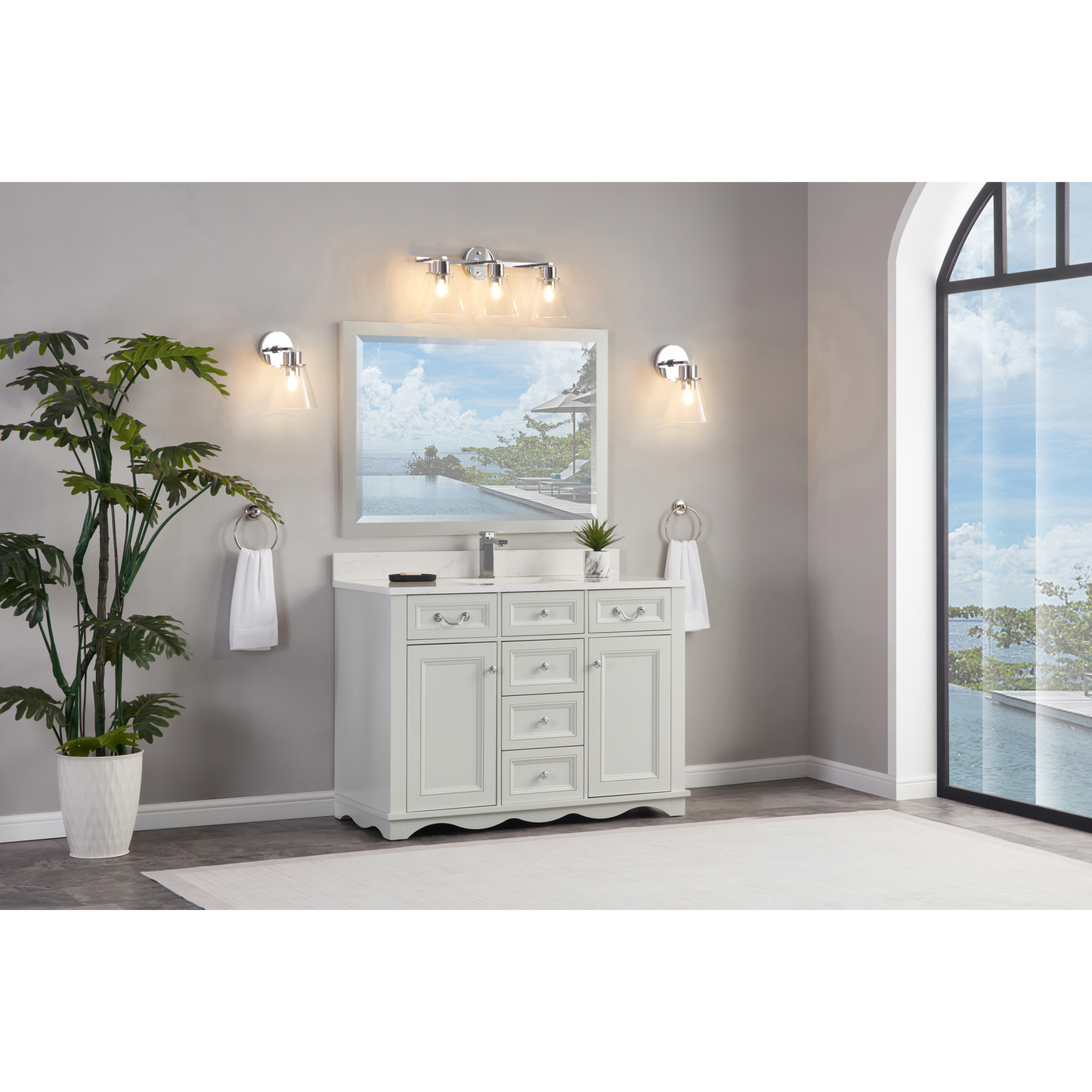 48" Scalloped Vanity, single sink