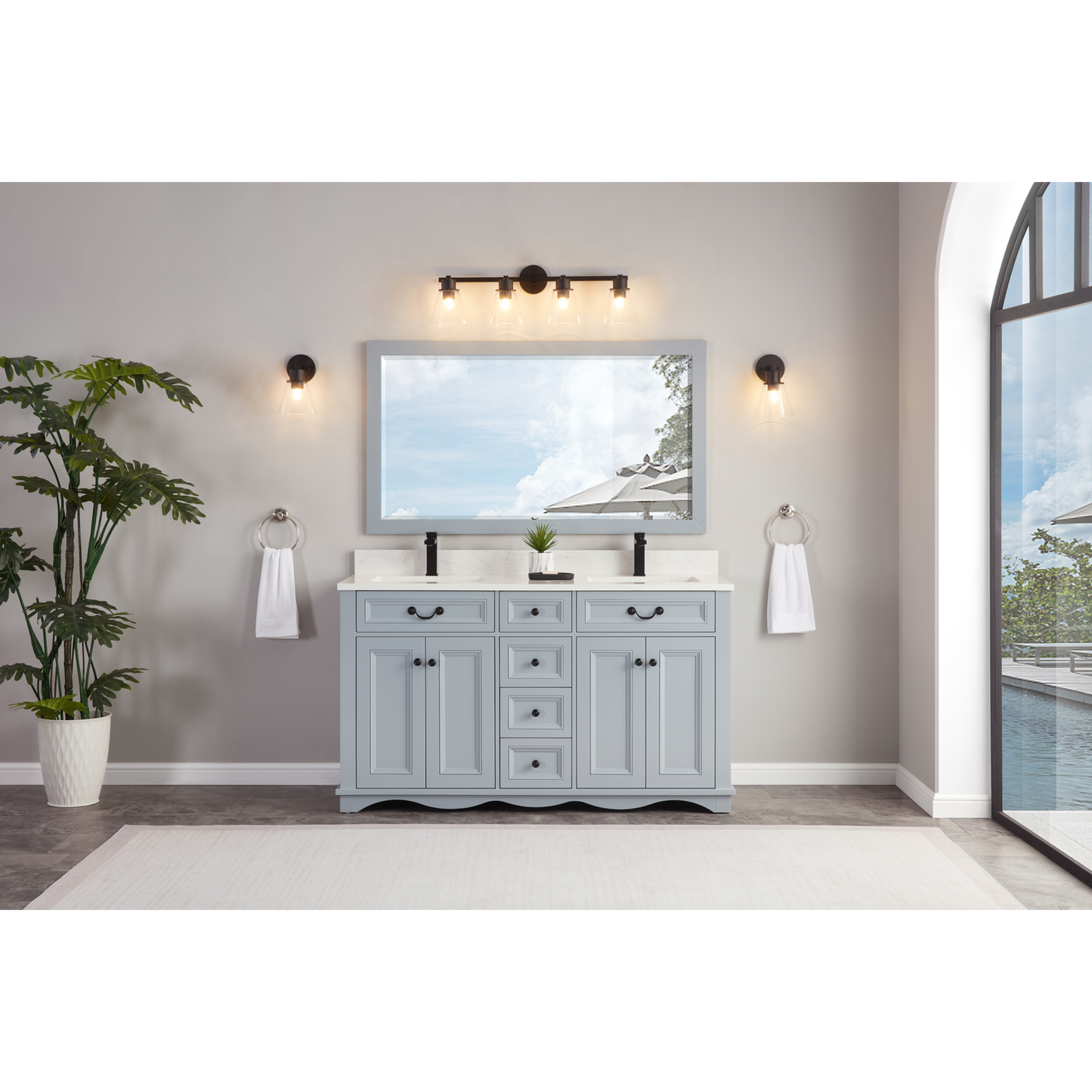 60" Scalloped Vanity, single sink