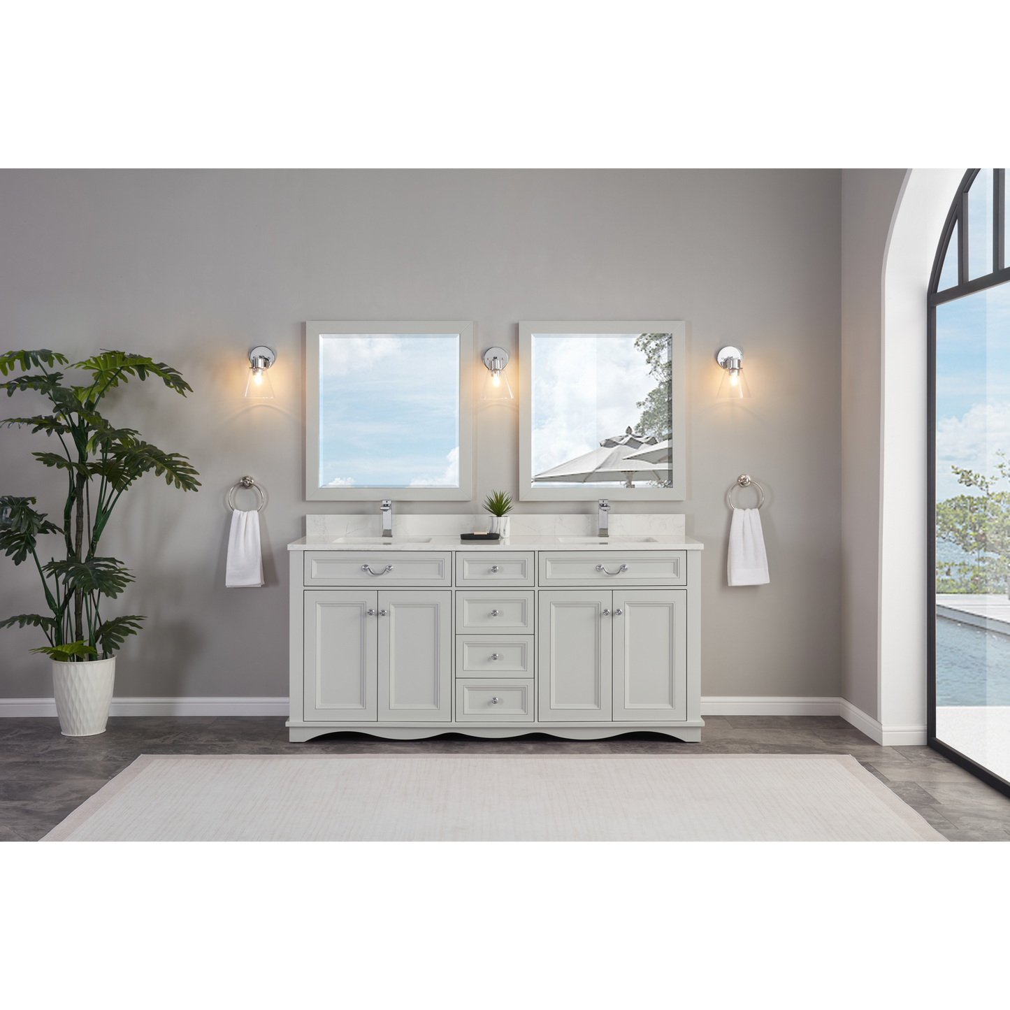 72" Scalloped Vanity, double sink