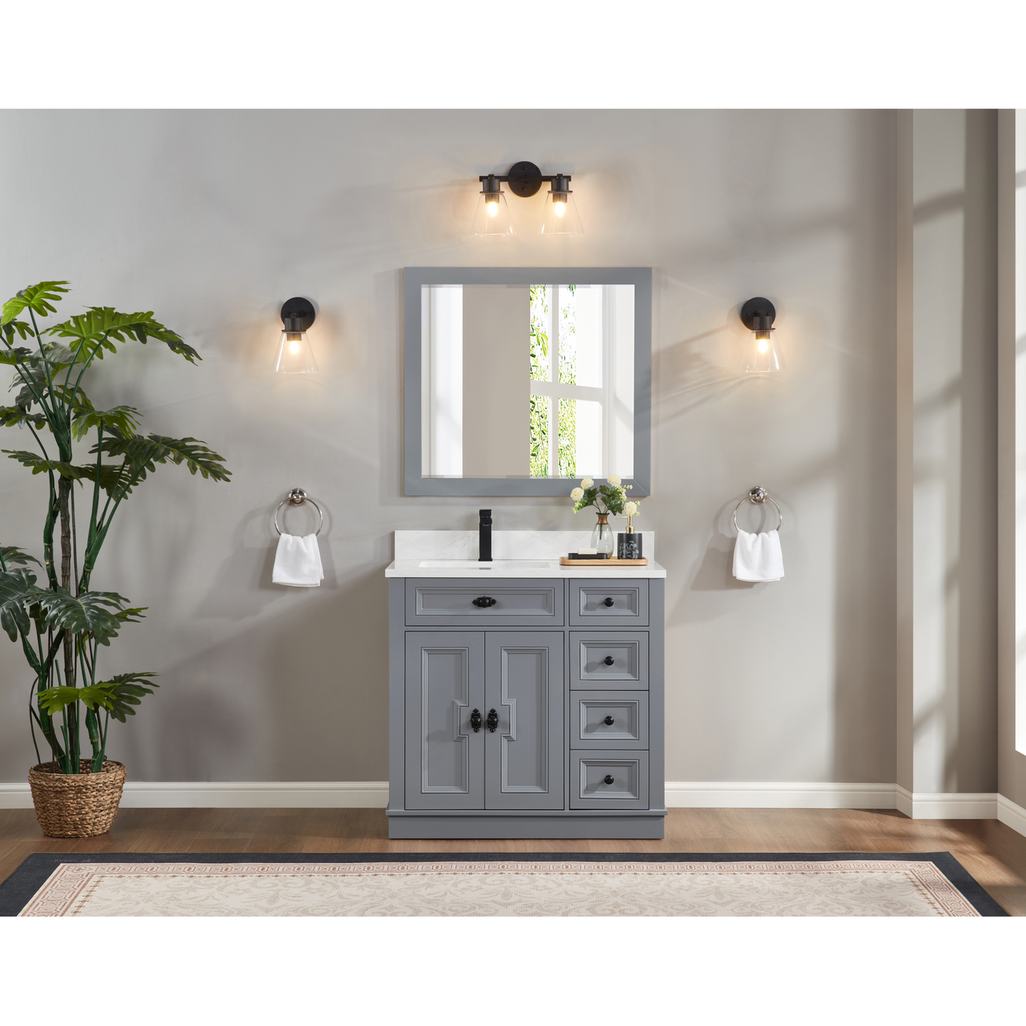 36" Elegant, single sink vanity