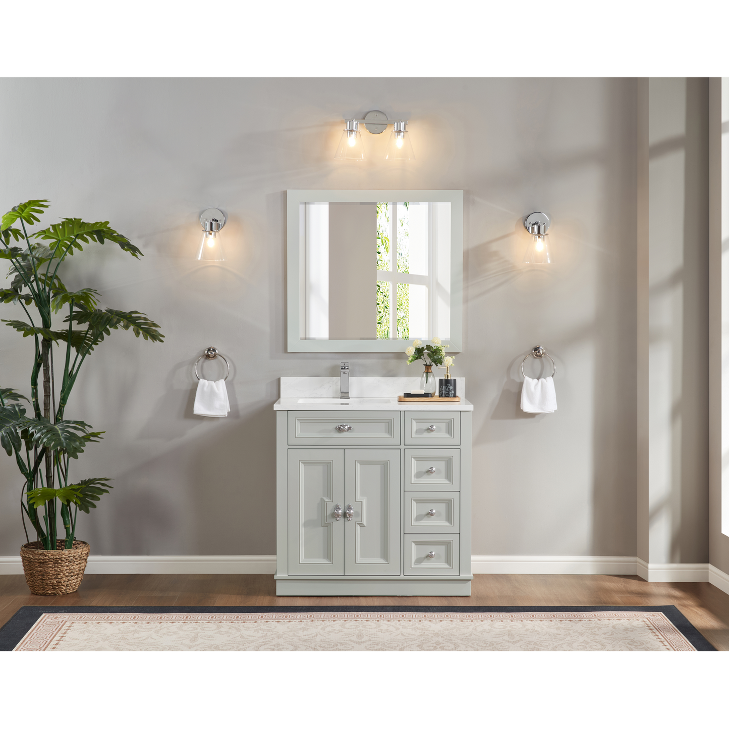 36" Elegant, single sink vanity