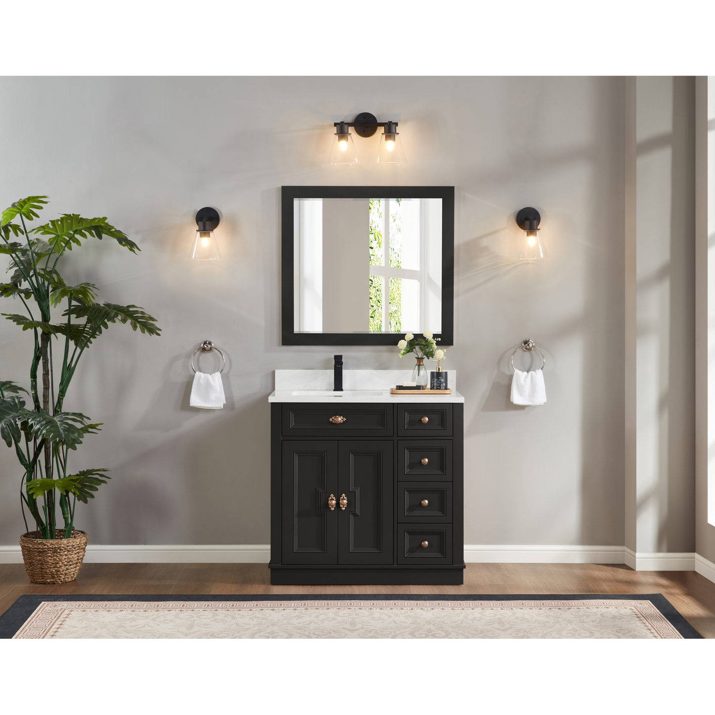 36" Elegant, single sink vanity