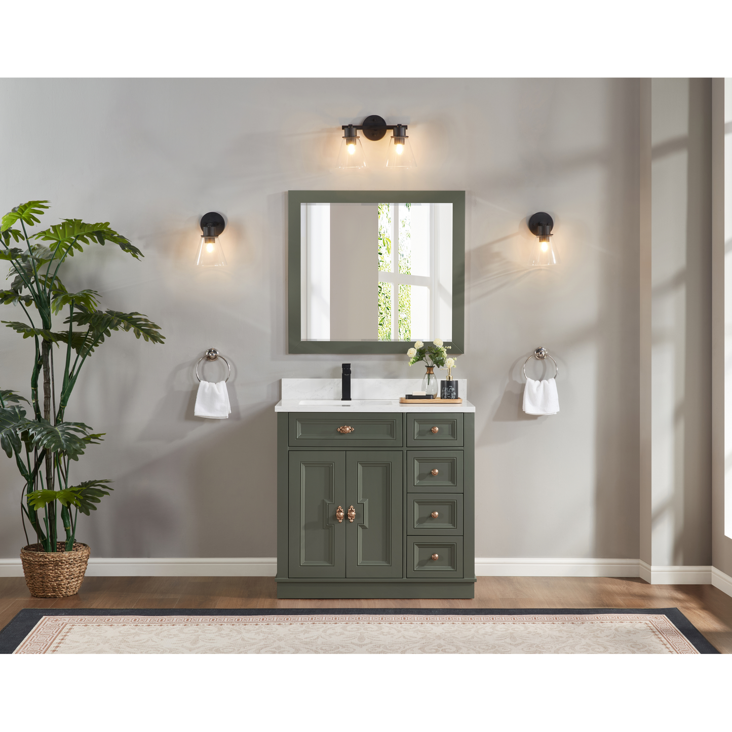 36" Elegant, single sink vanity