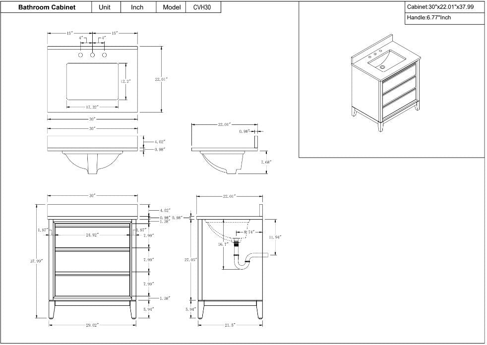 30 inch Lindsay Vanity - multiple colors