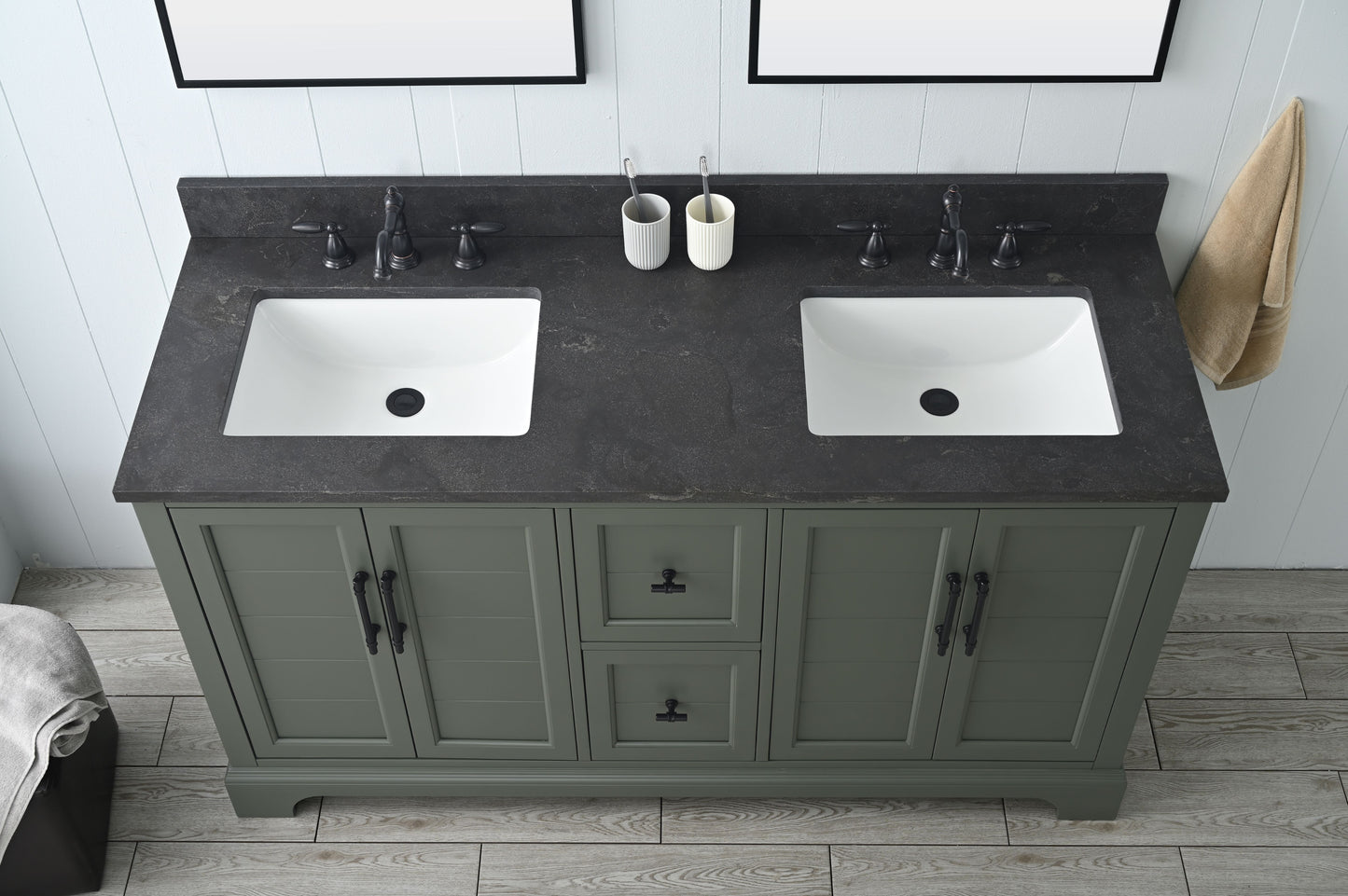 60" Modern Farmhouse, double sink vanity