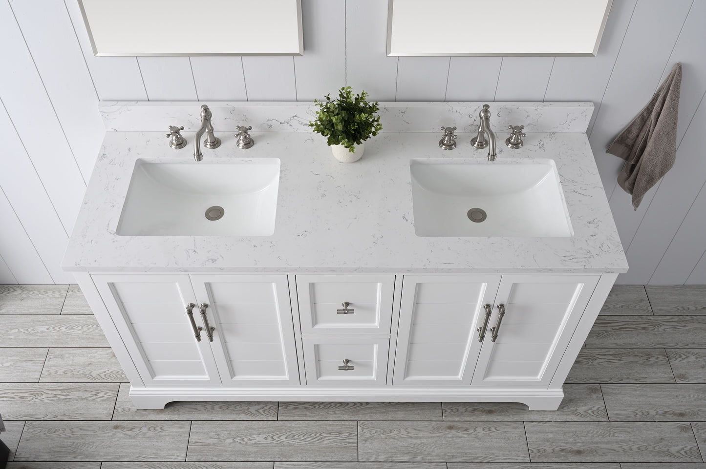 60" Modern Farmhouse, double sink vanity