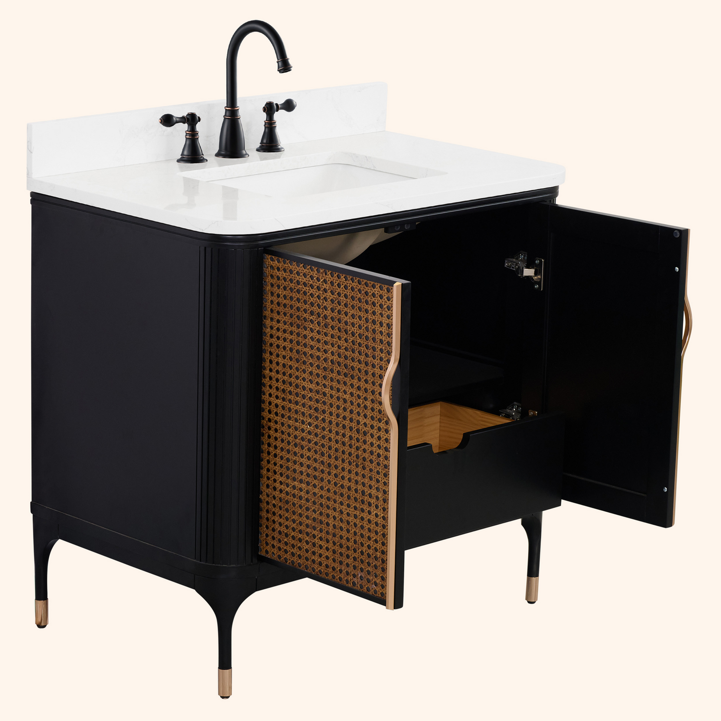 36" Mid-Century Modern, single sink