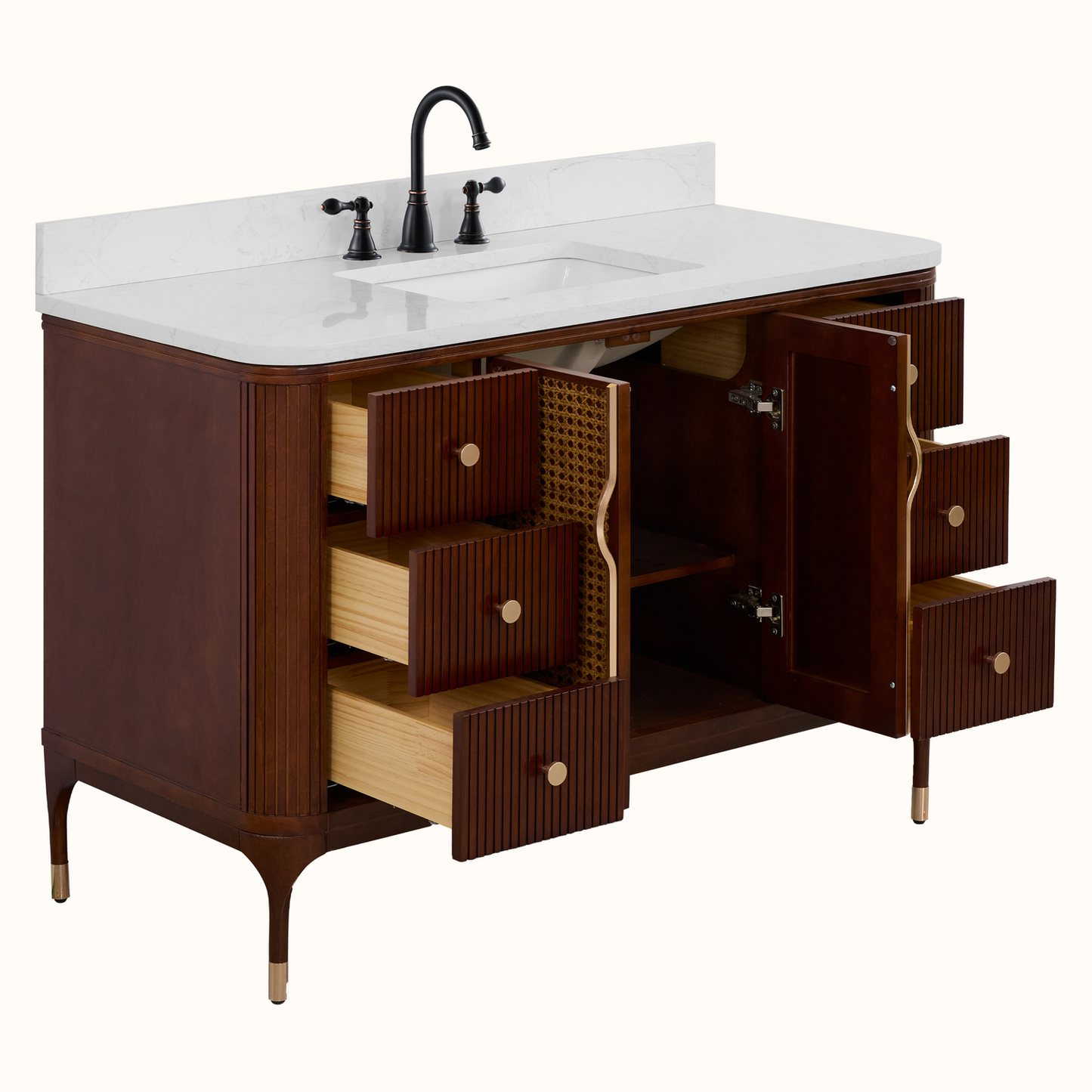 48" Mid-Century Modern, single sink