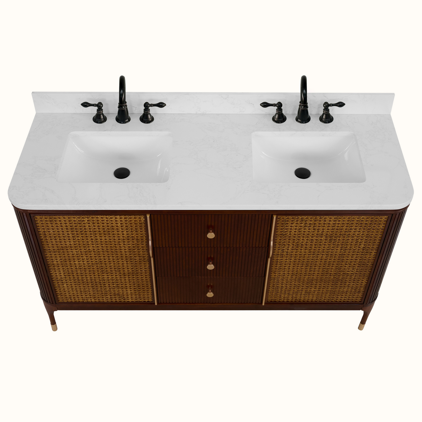 60" Mid-Century Modern, double sink