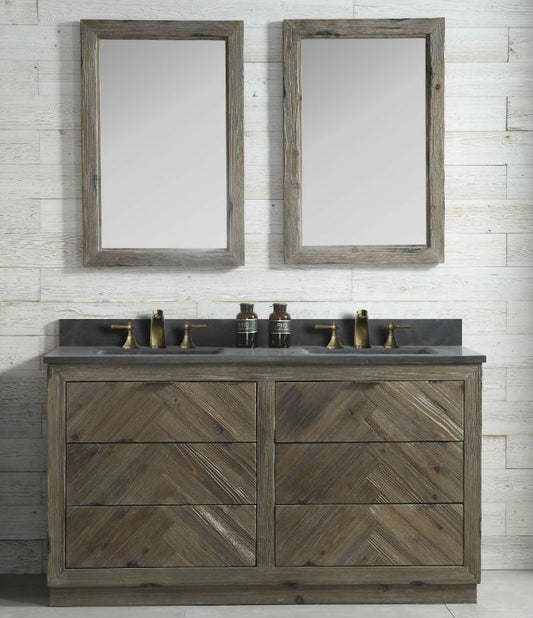 60" Brown Rustic Double Vanity