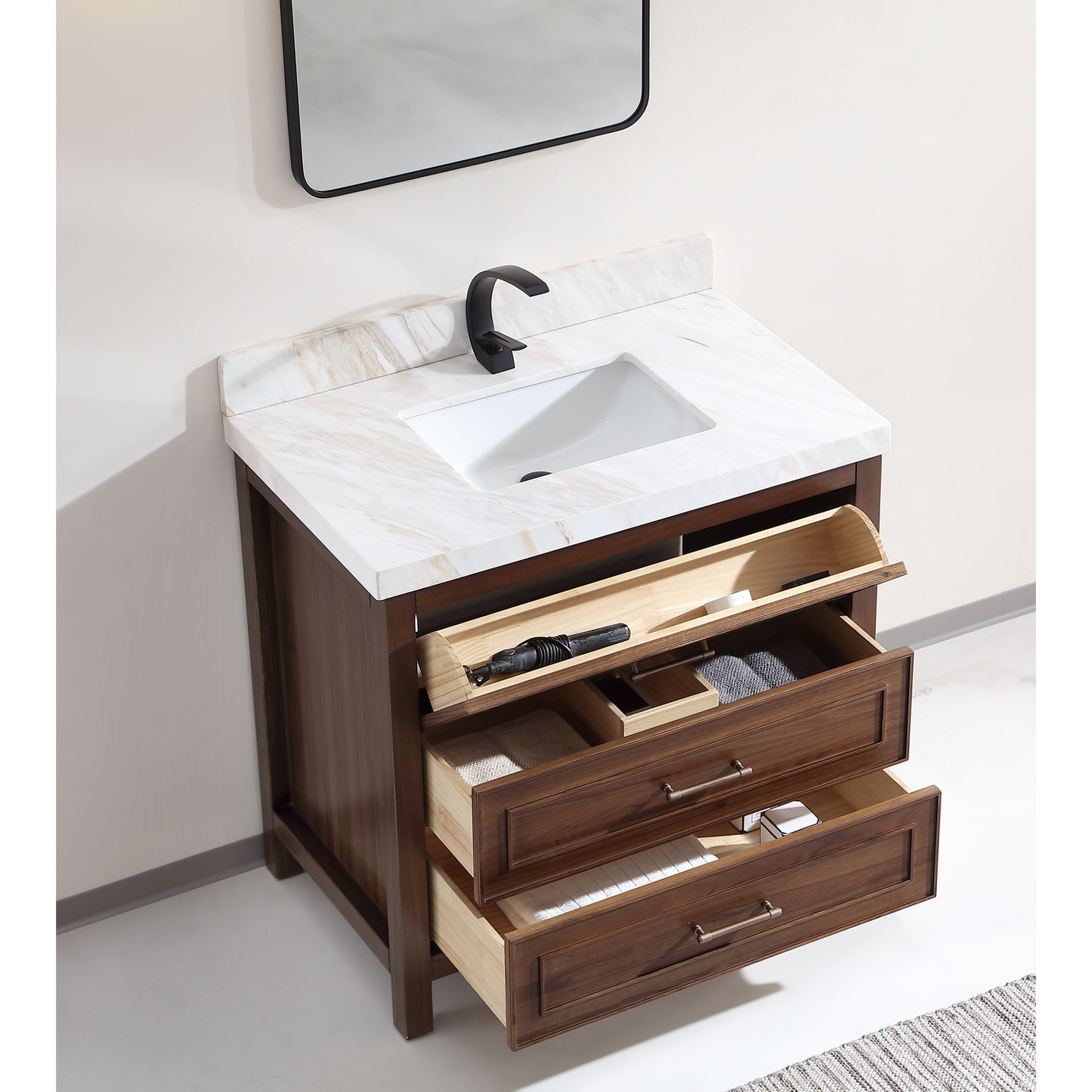 36" Sophisticated Vanity, single sink