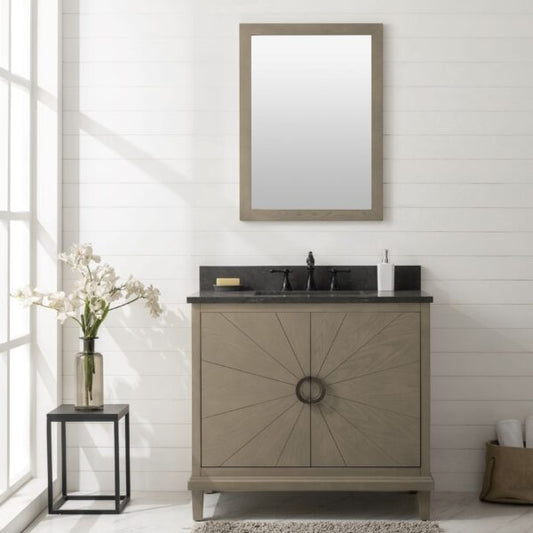 36" Antique Gray Oak Vanity with Stone Top - multiple options