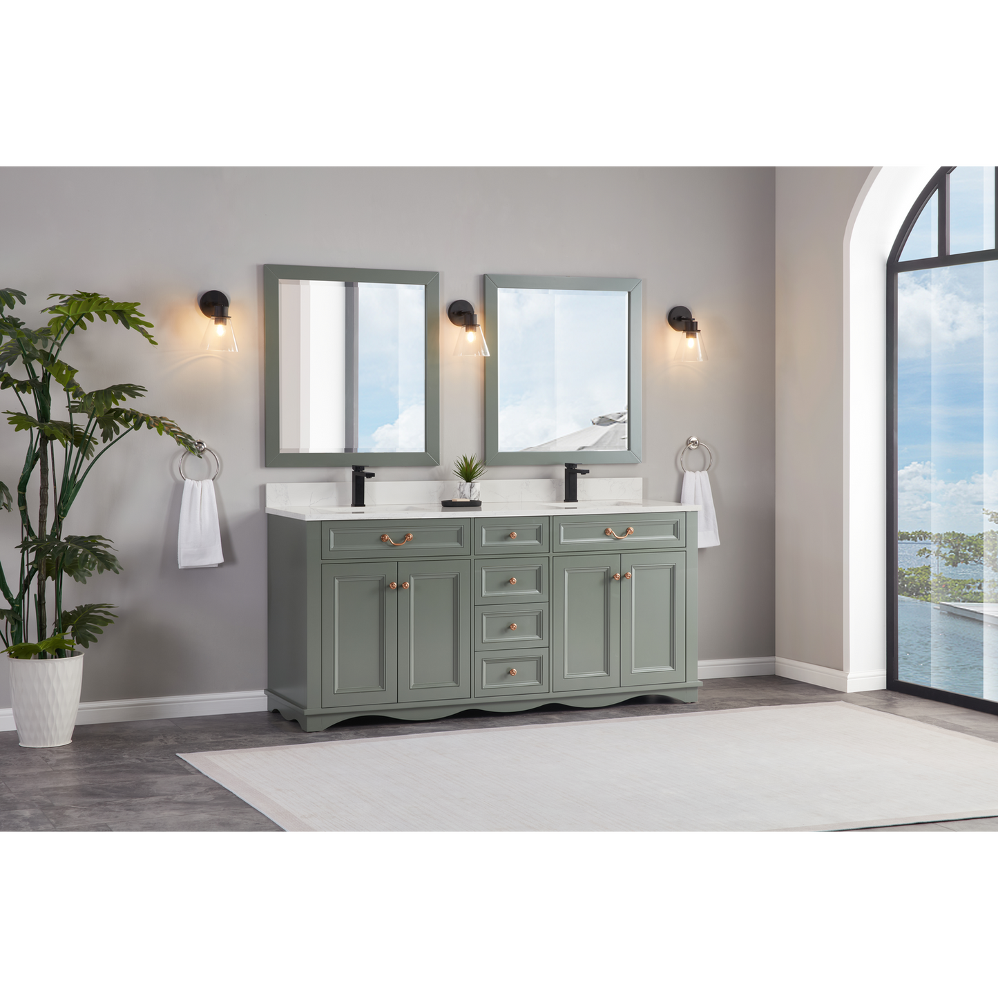 72" Scalloped Vanity, double sink