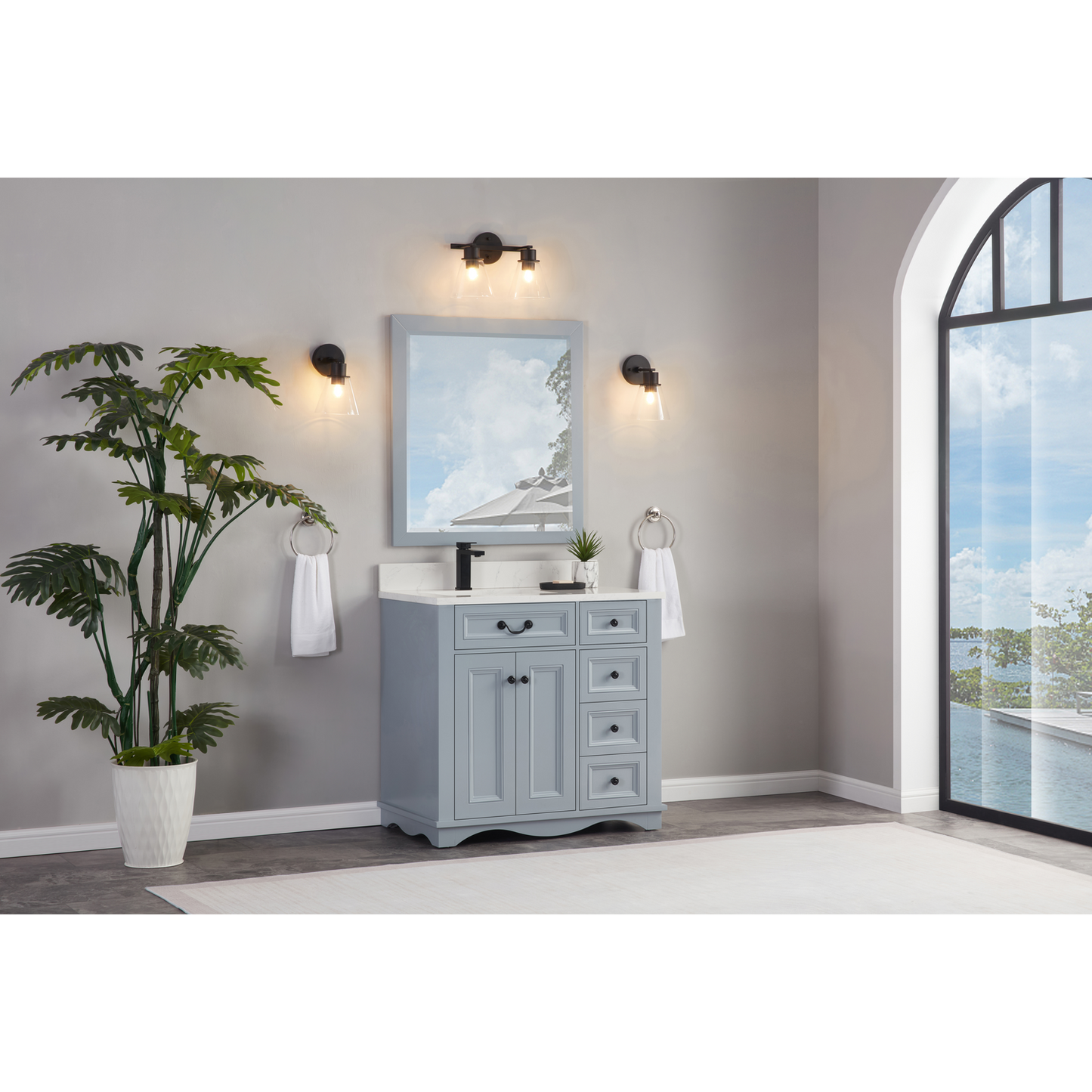 36" Scalloped Vanity, single sink