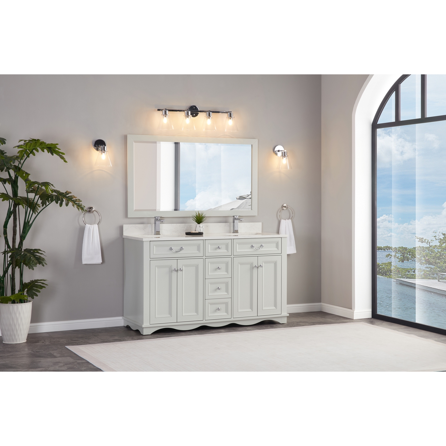 60" Scalloped Vanity, single sink