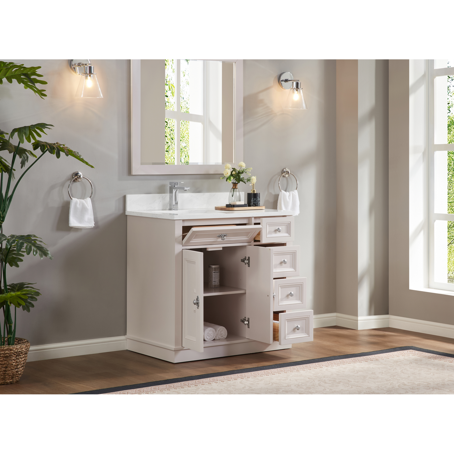 36" Elegant, single sink vanity