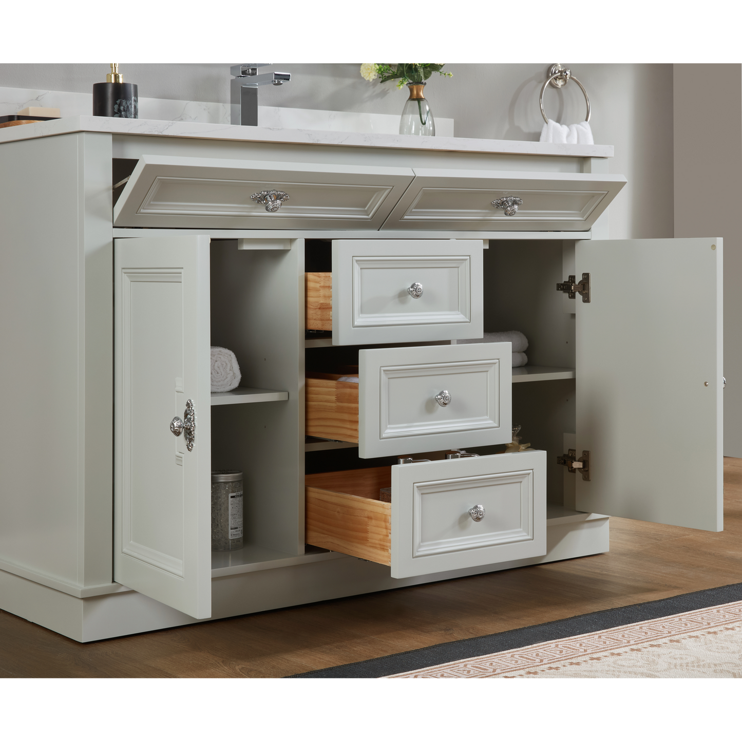 48" Elegant, single sink vanity