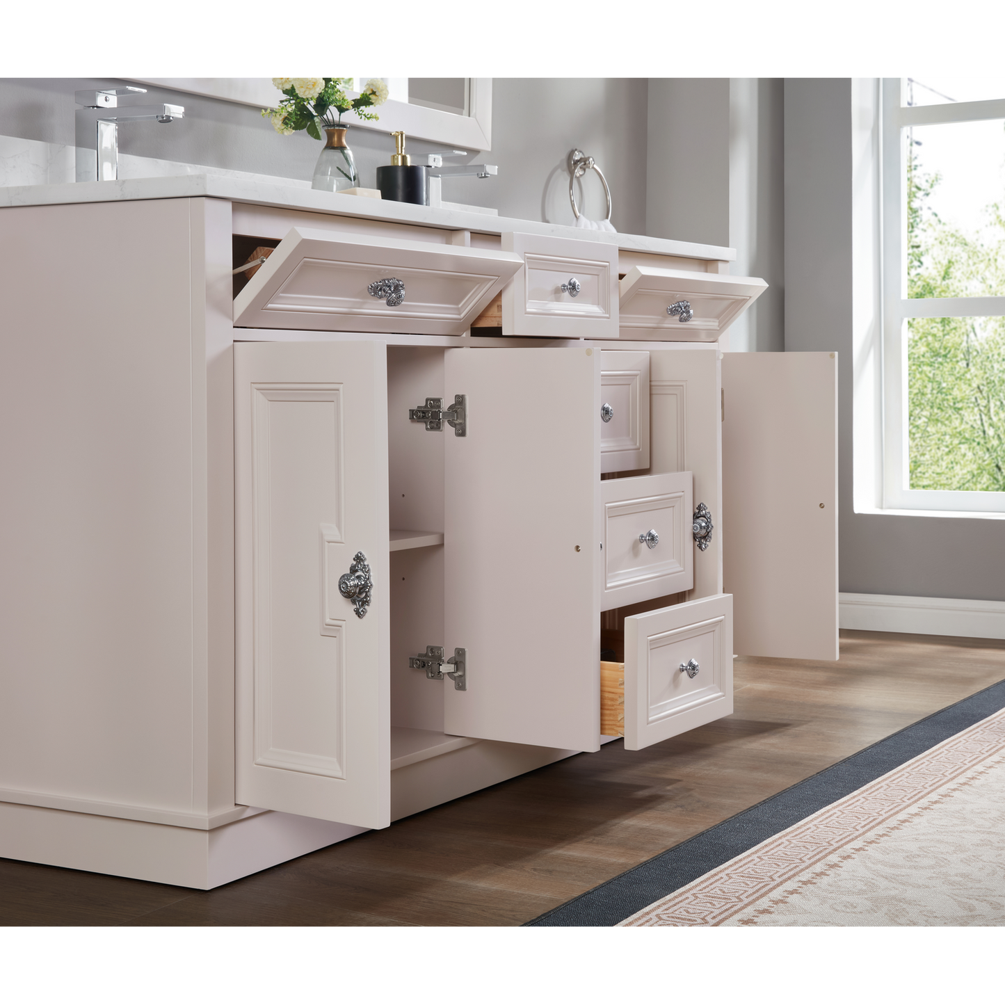 60" Elegant, double sink vanity