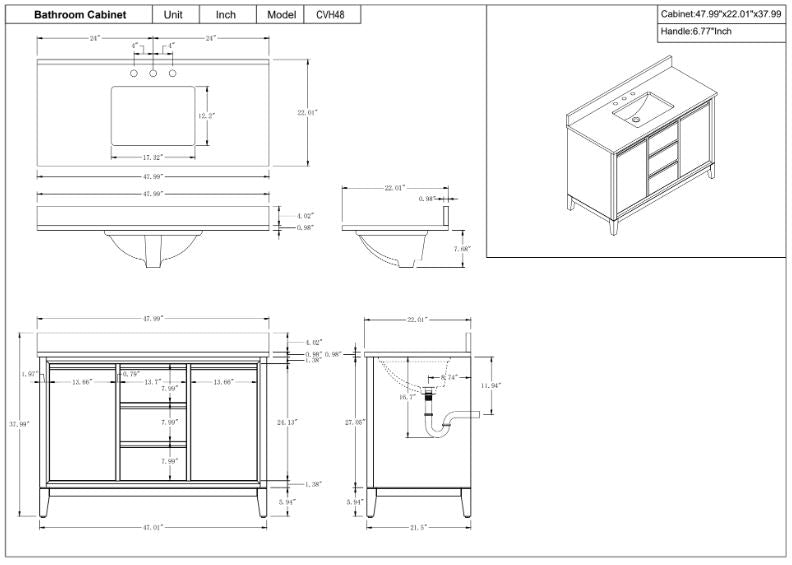 48 inch Lindsay Vanity - multiple colors